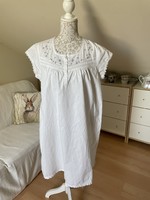Beautiful white embroidered women's nightgown, 100% cotton