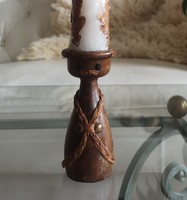 Wooden figure folk candle holder, solid walnut wood, handmade, folk