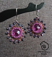 "Absolute Lilac Mandala Beading Earrings" Swarovski kristállyal készült gyöngyfűzött fülbevaló