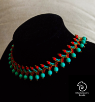 "Zahra Elegance Beading Necklace" egyiptomi színvilágú elegáns gyöngyfűzött nyakék