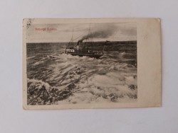 Régi képeslap 1910 háborgó Balaton fotó levelezőlap Baross hajó
