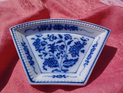 Kék- fehér porcelán asztali kiegészítő, csontos tál