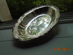 Baroque silver-plated marked oval bowl with embossed rim