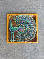 Rare Andróczi base peacock wall ceramic 41×40cm