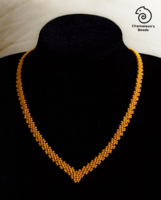 "Orange Golden Beading Necklace" narancssárga arany színű  gyöngyfűzött nyakék