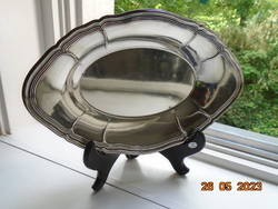 Barokk ezüstözött ovális jelzett kínáló tál  32x21x4 cm