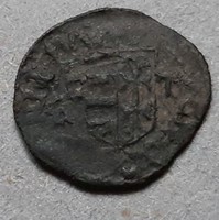 I. Ulászló denarius 1442-1443 h minted in Great Sibiu with Lithuanian equestrian coat of arms double struck
