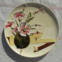 Decorative wall plastic majolica bowl in Znaim (xixth century) style, diameter 33.5 cm