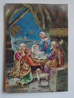 Régi aranyozott grafikus karácsonyi képeslap