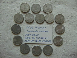 15 darab alumínium 1 forint LOT ! Mind más évszám