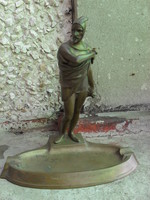 Antik bronz Mephisto szobor hamuzó-gyúfatartó