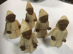 Afrikai fa és kerámia angyalok, karácsonyfa díszek (M35)