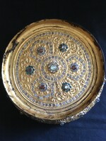 RARE! EXQUISITE HOLIDAY WOODEN TRAY WITH LAPIS LAZULI ORNAMENT, 27X8 cm!!