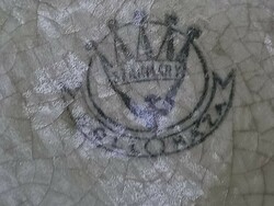 Antik fajansz lekváros bödön fedővel, Hollóháza/ Szakmáry jelzéssel