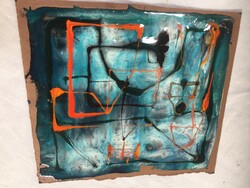 Beautiful abstract work by András Rác (1926-2013), cold enamel i.