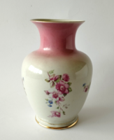 Old, beautiful marked Hólloháza porcelain vase with a wild rose pattern