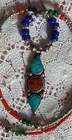 Delicate beauty ethnic Jordanian Bedouin necklace necklace turquoise coral lapis lazuli