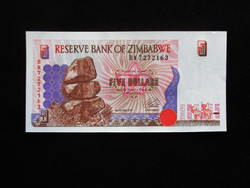 Unc - 5 dollars - Zimbabwe - 1997 (their old money!)