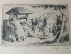 Early etching by István Szőnyi, rare piece 1929