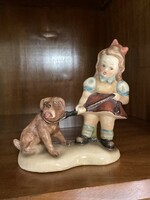 Antik Porcelàn kutyás kislány. Hummel?