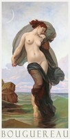 W. A. Bouguereau Esti hangulat 1882 olajfestmény művészeti plakátja, női akt selyem kendő