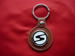 Trabant (sign) metal key ring on a leather base