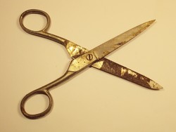 Old antique iron scissors, length: 15.5 cm