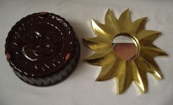 Napocska alakú sütőtál,arany fali tükör