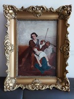 ! Romantikus antik festmény W. D. 1923 szignóval  - 515