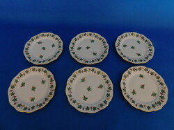 Set of 6 cookie plates with Herend's garland de raisins pattern