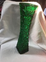 Különleges, magas,zöld  bütykös, öntött üveg váza - N18