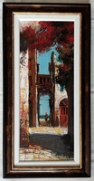 Adilov Alim "Ódon falak között" c. festmény szép keretben ingyen postával