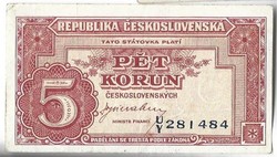 5 korun korona 1945 Csehszlovákia 2.