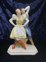 Herend flawless folk dancer dancing couple porcelain figures based on the designs of lux elek - cz