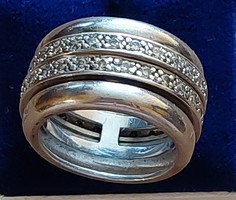 Széles ezüst gyűrű forgatható cirkónia köves elemekkel