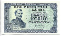 20 korun korona 1945 UNC Csehszlovákia 2.
