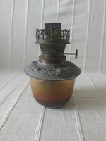 Antique kerosene lamp with burner head and tank in one, baroque style 18 cm