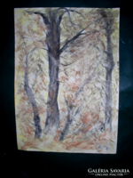 Őszi erdőcsendélet - akvarell, papír- 42 x 29 cm - Lehoczky József  paszpartu é keret nélkül