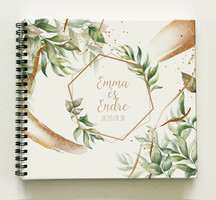 Romantikus greenery vendégkönyv / emlékkönyv - egyedi album, esküvői emlék - füzet / napló - 21x19cm