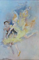 0C196 Jelzett francia olajfestmény táncosnők