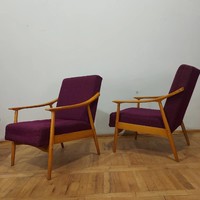 Retro lila fotel mid-century karosszék
