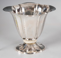 Silver hand hammered art deco vase