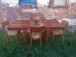 HALABALA étkezőasztal + 4 szék Vintage Dining Table by Jindřich Halabala for UP Zavody TATRA NÁBYTOK