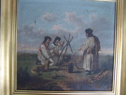 Magyar festő XIX. század közepe: Pásztortűznél