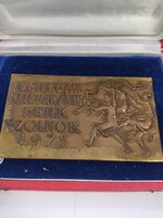 Antique bronze plaque with inscription
