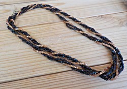 Multi-row twisted glass bead necklace