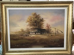 Finta László : Tanya őszi színekkel olaj ,vászon 50x70 cm