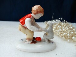 Kisfiú nyuszival  Metzler & Ortloff Germany porcelán