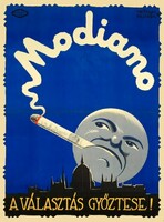 Kónya Zoltán Modiano A választás győztese 1928 cigaretta dohány reklám plakát REPRINT Hold füst cigi