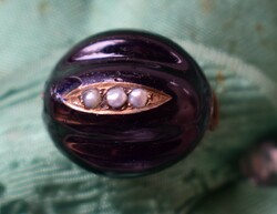 Antique Biedermeier brooch brooch mourning jewelry with real pearl inlay 1.8 x 1.6 x 0.6 cm